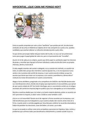 Contestación a sección sindical CCOO Securitas Madrid