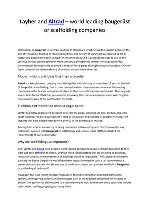 Layher and Altrad – world leading baugerüst or scaffolding companies