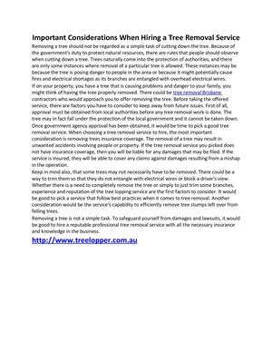 Calaméo - Important Considerations When Hiring a Tree Removal Service