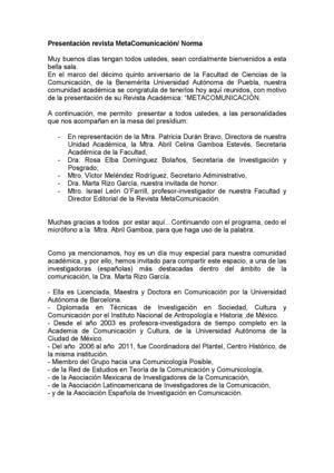 Presentación de "Metacomunicación"