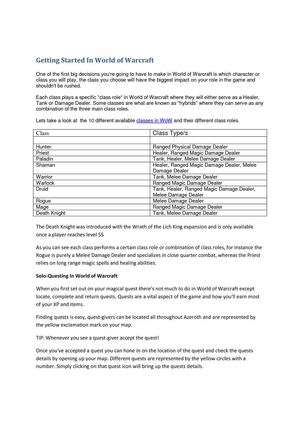 World of Warcraft Guide - Getting Started In The Land of Azeroth