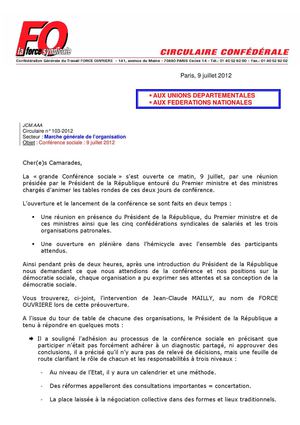 Conférence sociale : 9 juillet 2012