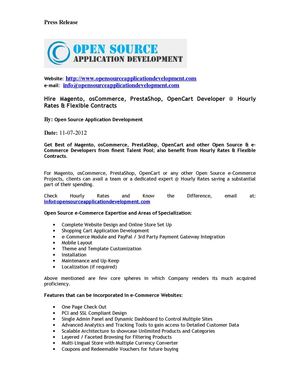 Hire Magento, osCommerce, PrestaShop, OpenCart Developer, Hourly Rates - Flexible Contracts