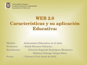 WEB 2.0 Y SU APLICACION EDUCATIVA