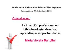 La inserción profesional en bibliotecología: desafíos, aprendizajes y oportunidades