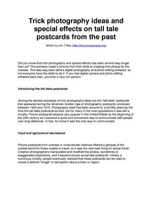 Trick photography ideas and special effects on tall tale post cards from the past