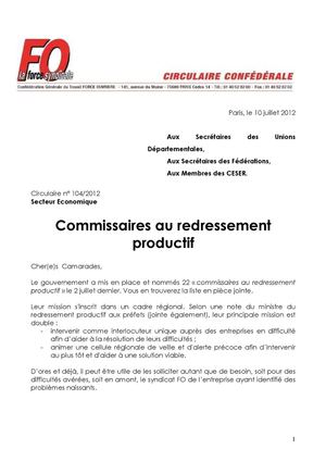 Commissaires au redressement productif