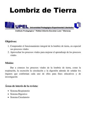 Procesos vitales de la lombriz de tierra