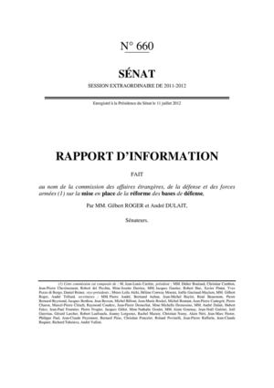 Rapport parlementaire sur les bases de défense (juillet 2012)