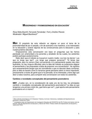 Modernidad y posmodernidad en educación