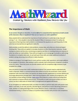 The Importance of Math