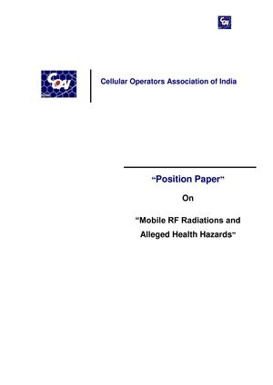 Cellular Operators Association of India -position paper on health hazards of cell tower radiation