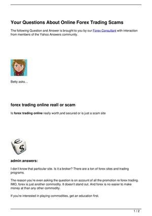 Your Questions About Online Forex Trading Scams