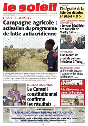 Edition du 13 Juillet 2012