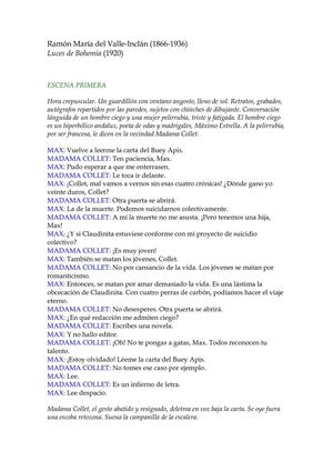 Valle-Inclán, don Ramón María del - Luces de bohemia