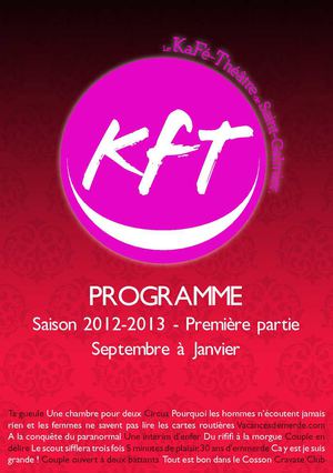Programme KFT café théâtre de Saint-Galmier septembre-janvier