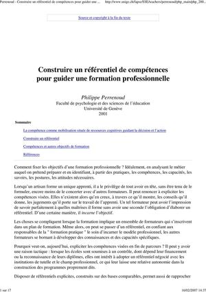 Construire un référentiel de compétences