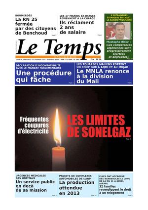 Le Temps d'Algérie Editions du Lundi 16 Juillet 2012