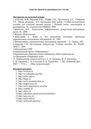 список информационных ресурсов