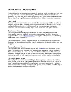 Direct Hire vs Temporary Hire