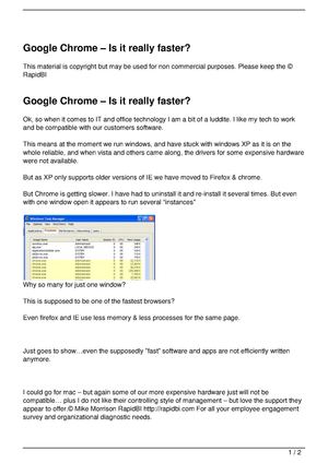 Google Chrome – Is it really faster?