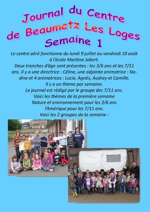 Journal du centre de loisirs Semaine 1