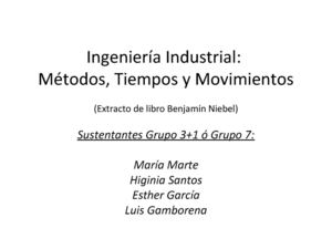 Ingeniería de Métodos, Tiempos y Movimientos
