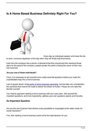 Is A Home Based Business Definitely Right For You?