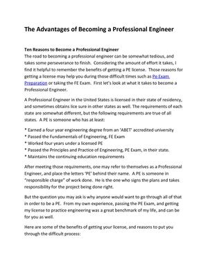 The Advantages of Becoming a Professional Engineer