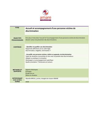 Accueil d'une victime de discrimination