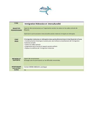 immigration mahoraise et interculturalité