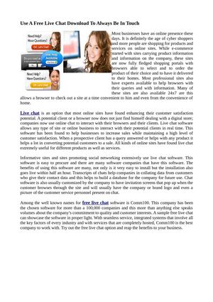 Use A Free Live Chat Download To Always Be In Touch