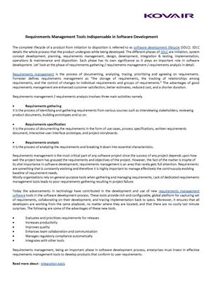 Requirements Management Tools Indispensable in Software Development
