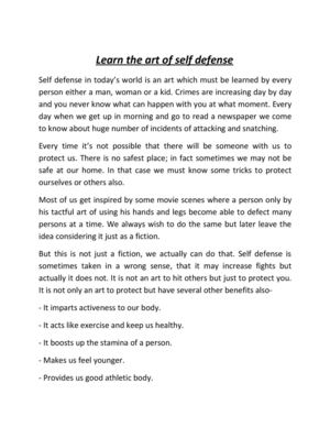 Learn the art of self defense