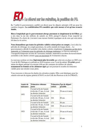 Communiqué retraite juillet 2012