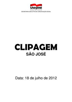 Clipagem São José 18/07/2012
