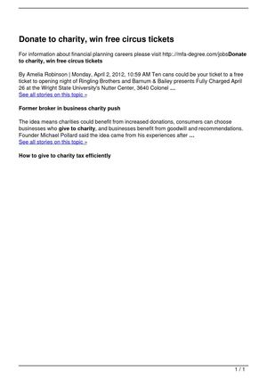 Donate to charity, win free circus tickets