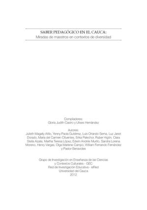 Saber pedagógico en el Cauca: miradas de maestros en contextos de diversidad