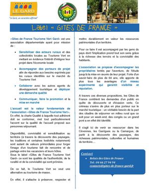 Fiche Pro label Gîtes de France 2011