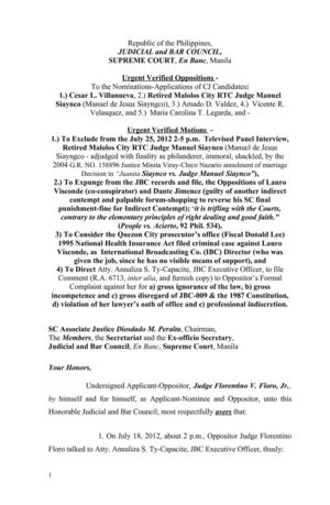 Urgent Verified Oppositions JBC - July 20, 2012