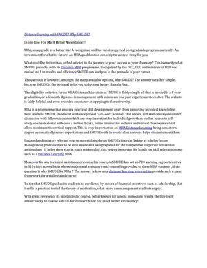 Distance learning with SMUDE? Why SMU-DE?