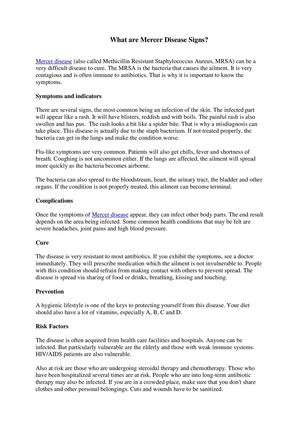 Signs And Symptoms of Mercer's Disease