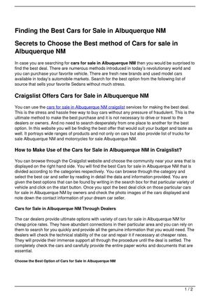 Calameo Finding The Best Cars For Sale In Albuquerque Nm