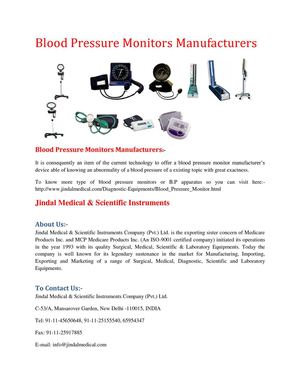 Blood Pressure Monitors Manufacturers: Sphygmomanometers Manufacturers