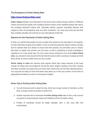 The Emergence of Indian Dating Sites