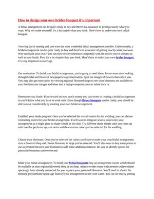 How to design your own brides bouquet it’s important