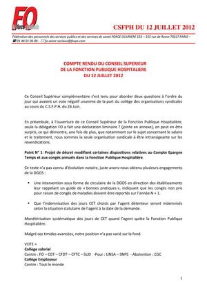 CSFPH DU 12 JUILLET 2012