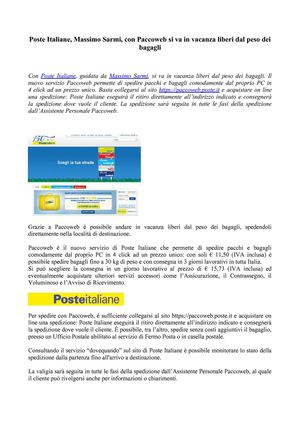 Massimo Sarmi: in vacanza con Paccoweb di Poste Italiane