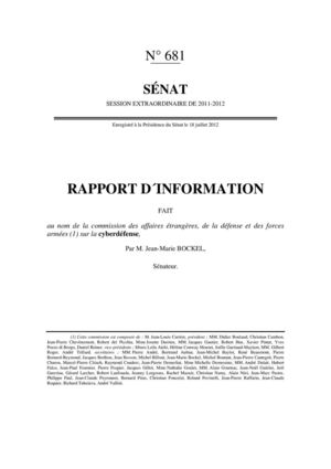 Rapport Information Sénat : Cyberdéfense