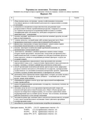 Тесты по эконом терминам